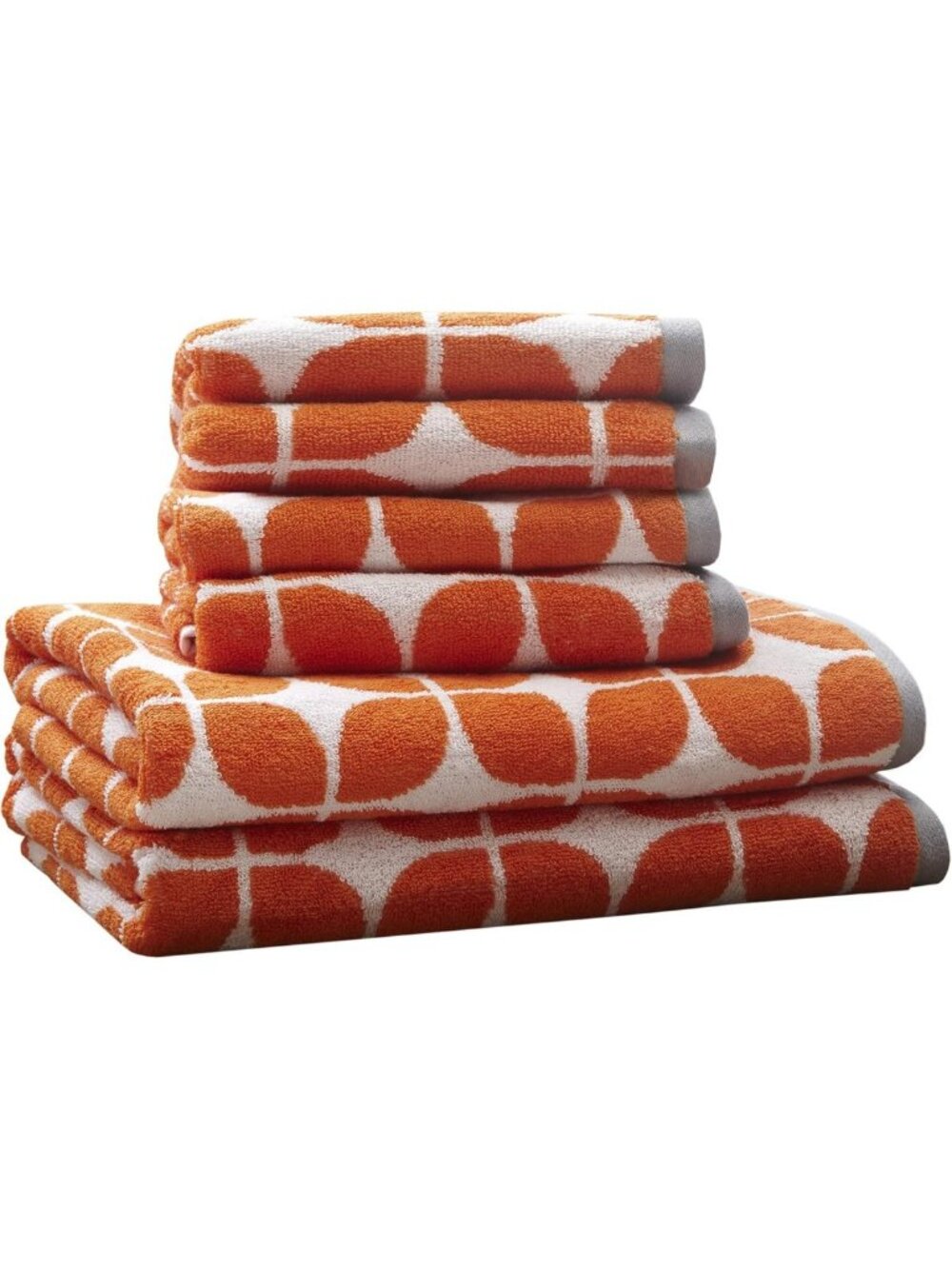 Cozy Cotton Bath Towel Set, 6-Piece Jacquard Design, Vibrant Orange Color